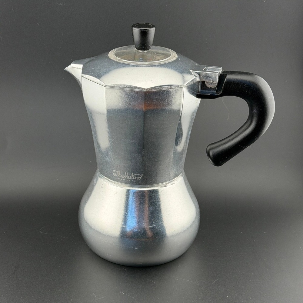 Il Mulino New York-Aluminum Moka Pot, Stovetop Espresso Maker with Extra Gasket